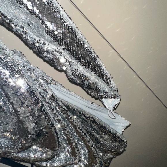 NWT OW Collection Sequin Silver Glitter Dress Size XS - Picture 9 of 9